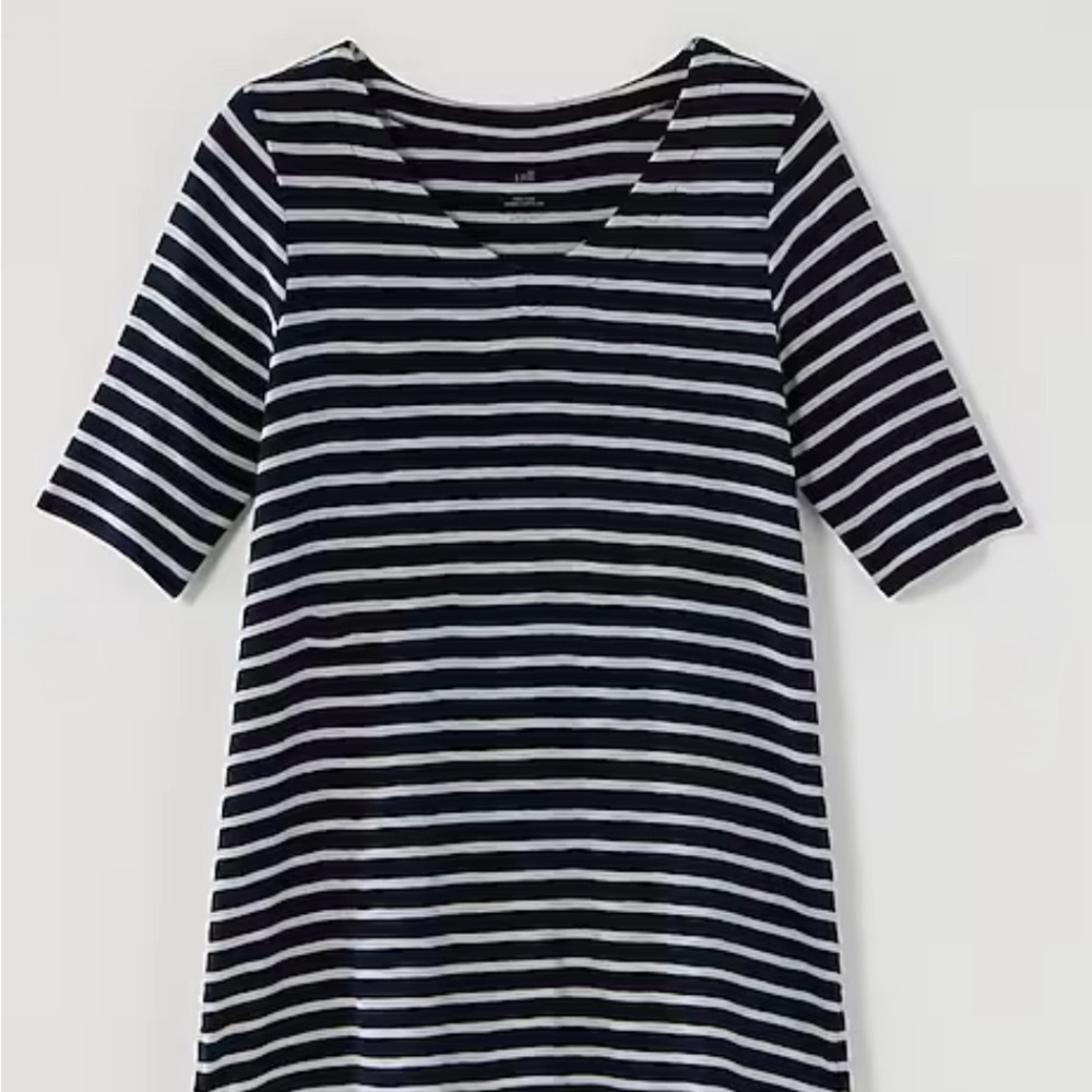 J. Jill Navy & White V-Neck Striped Short Sleeve Tee - Picture 2 of 5